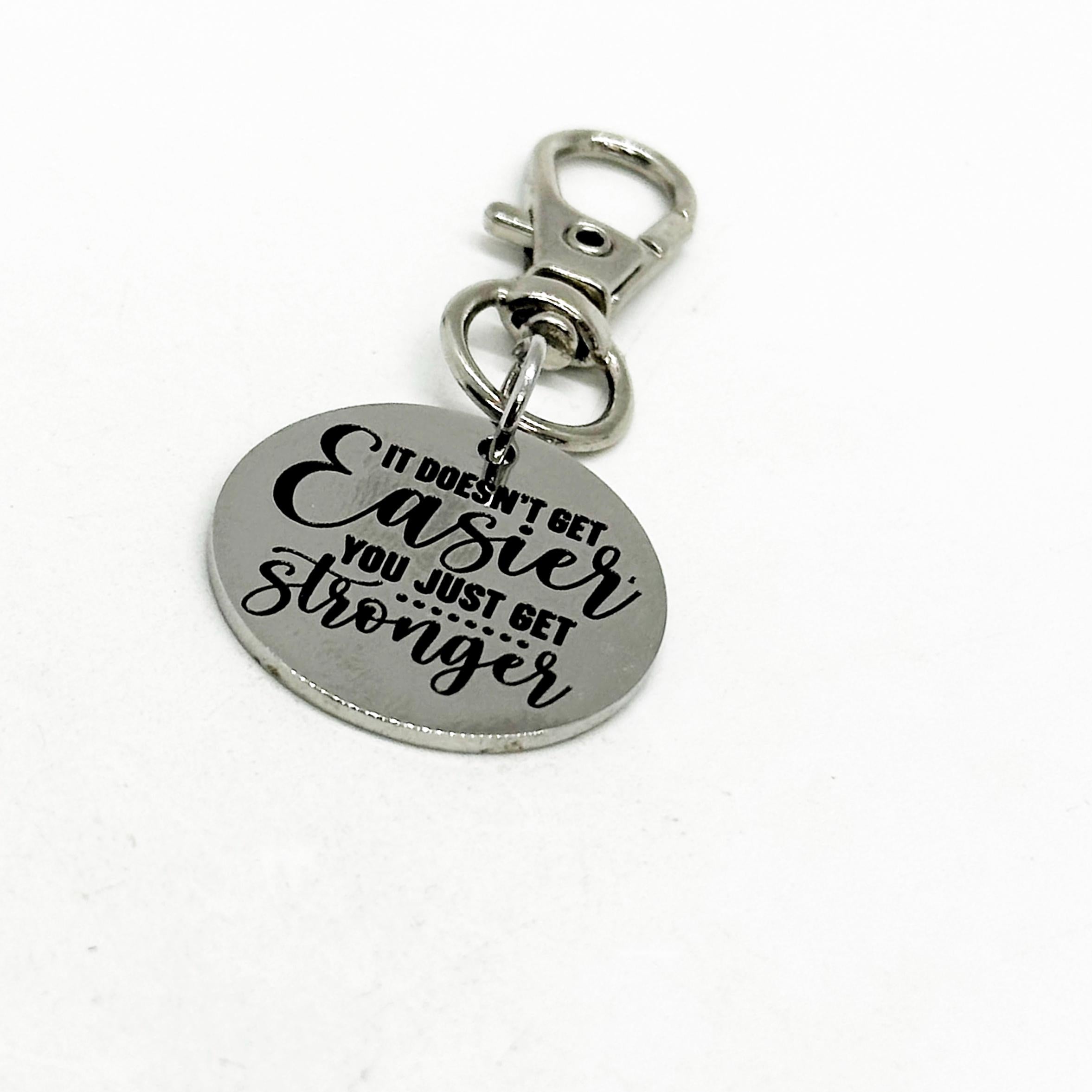 You Are Stronger Clip On Charm, It Doesn't Get Easier, You Get Stronger, Key Chain Charm, Bag Charm, Motivational, Encouragement, Dream Big